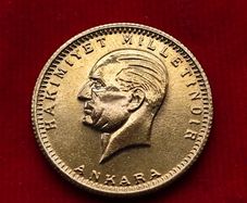 Gold Coin Turkish 100 Piastres Kurush Kemal
