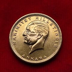 Gold Coin Turkish 100 Piastres Kurush Kemal