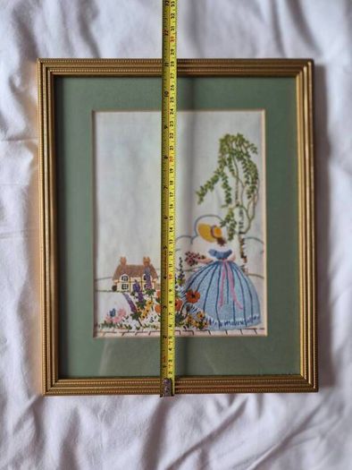Vintage Crinoline Lady / Crinoline Couple Embroidery Pair