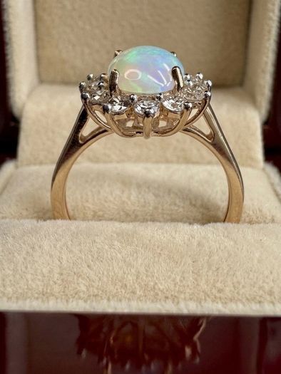 Diamond Ethiopian Opal & Lab-Grown Diamond Ring