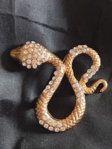 A striking snake-shaped brooch.