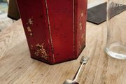 antique tea caddy and spoon