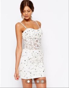 Stunning white dress with embellishments perfect for hen party