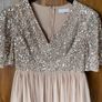 Maya Frosted Pink V Neckline Embellished Midi Dress Image 7