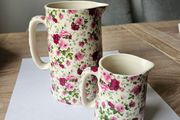 Pair Of Vintage Floaral Design Shannonbridge Pottery Jugs