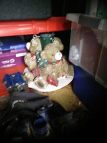 Vintage Christmas tree teddy bear stand