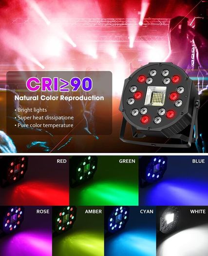 2 in1 Strobe Stage Light, 18 LED Lamps and 36 White Bead Strobe Lights,WRGB Party Disco Lighting, Par Lights for Musical Stage Halloween Parties