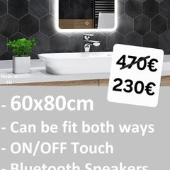 LED Bathroom Mirror Bluetooth Speakers Music