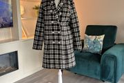 Savida Black &amp; White Houndstooth Check Double-Breasted Coat Size M UK 12 / EU 40
