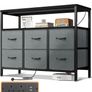 Chest of Drawers Bedroom with 6 Drawers, Fabric Storage Drawers with 2 USB and 2 Sockets Image 6