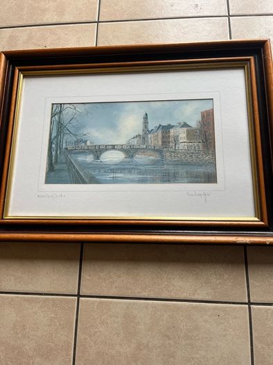 Signed lithograph by Breandan Hayes . Arran quay