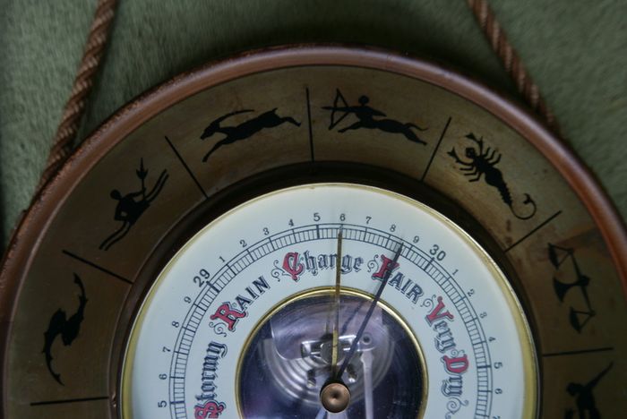 Vintage Zodiac Barometer Hygrometer Wall Hanging West Germany