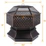 Outdoor Hexagonal 26'' Garden Grill Charcoal Brazier,Outdoor Fireproof Steel with Lattice Cover Image 4