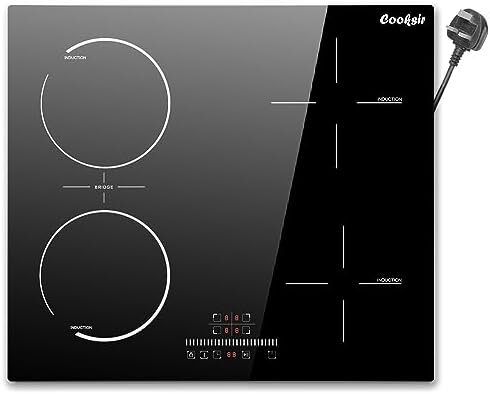 Plug-in Induction Hob 60CM 4 Zone, Plug in Electric Hob 13 amp 4 ring, 2800W Electric Induction Hob 220V, Cooking Hob 60CM with Flexible Zone