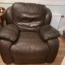Brown Leather Reclining Armchair Image 2