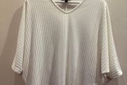 NEW LOOK White Ribbed Bat Wing Top Size S!