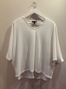 NEW LOOK White Ribbed Bat Wing Top Size S!
