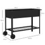 Raised Garden Planter on Legs dim. 109L x 39l x 80H cm Shelf 2 Wheels + Irrigation Insert Metal Black Image 2