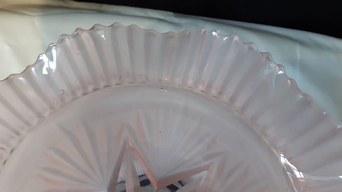 Art Deco Peach frosted Cake Plate