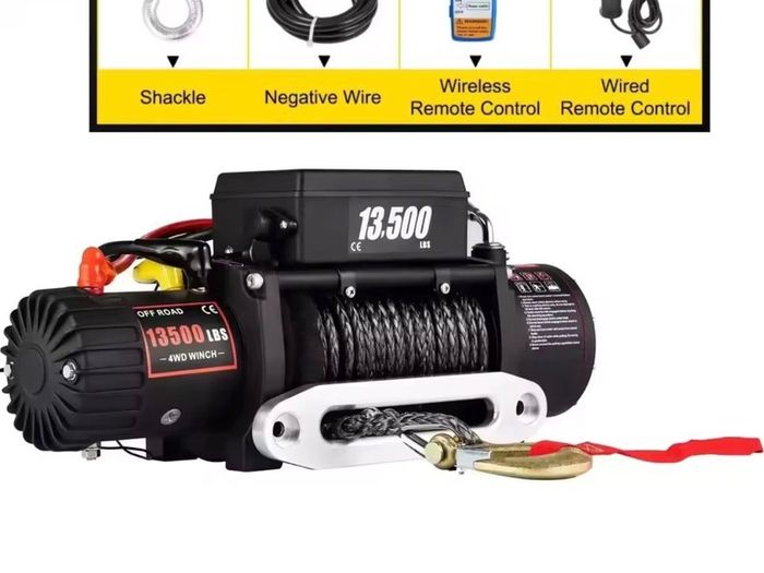 Electric Winch 13500 LBS/ 6123KG 12V 27M/92FT Synthetic Tow Rope Lifting troliu Hoist for 4X4 Car Trailer ATV Truck Boat