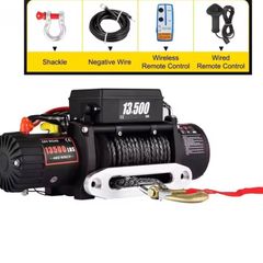 Electric Winch 13500 LBS/ 6123KG 12V 27M/92FT Synthetic Tow Rope Lifting troliu Hoist for 4X4 Car Trailer ATV Truck Boat