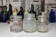 378 - Set of 3 Vintage Collectible Decorative Clear Glass Chesebrough Vaseline Jars