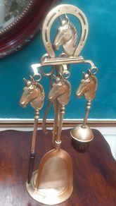 Brass fireside set.