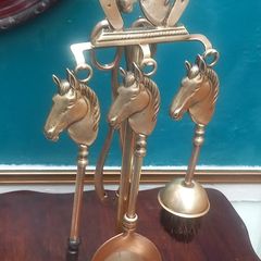 Brass fireside set.