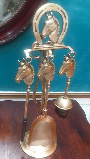 Brass fireside set.