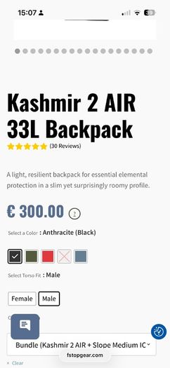F stop camera backpack, Kashmir 2 Air