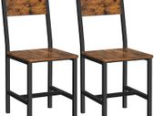 _Set of 2 Industrial Style Dining Chairs Metal Frame Dining Room Living Room Kitchen Vintage Brown-Black