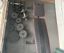 dumbell, bench, gym set