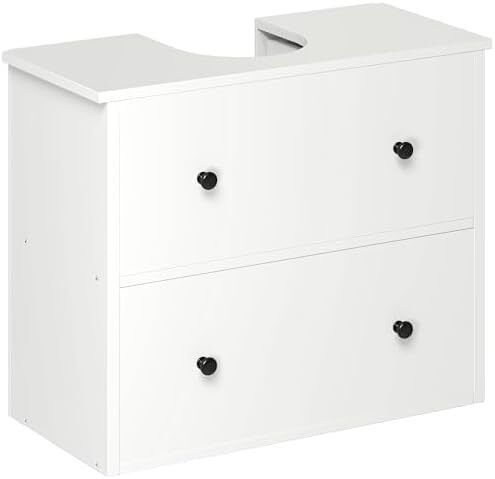 Bathroom under sink cabinet,wall mounted under sink storage,bathroom storage with 2 drawers, Toilet Paper Storage Cabinet, vanity unit, 60 x 30 x 50 cm for small bathroom, White