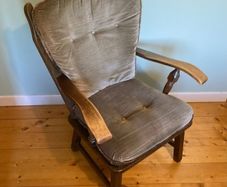 Classic Vintage Upholstered Armchair with Solid Wood Frame | Excellent Condition