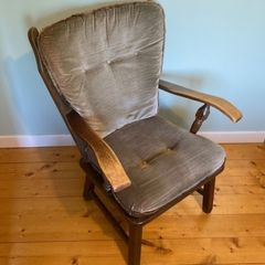 Classic Vintage Upholstered Armchair with Solid Wood Frame | Excellent Condition