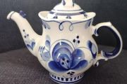 Gzhel Hand Painted Porcelain  Decorative Teapot