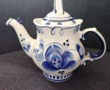 Gzhel Hand Painted Porcelain  Decorative Teapot