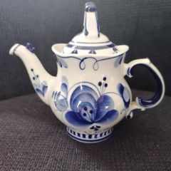 Gzhel Hand Painted Porcelain  Decorative Teapot