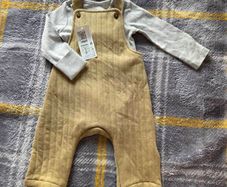 3-6m, With Tags Girls M&S Dungarees with Wings and Bodysuit included