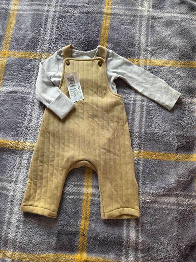 3-6m, With Tags Girls M&S Dungarees with Wings and Bodysuit included