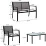 Garden furniture set of 4, seating group in the garden and balcony, garden set with three chairs and a glass table (black) Image 2
