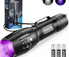 UV Torch LED Torch 2 in 1 Black Light with 4 Modes Waterproof 395nm UV Light Super Bright 500lm for Inspection Pet Urine Detecting Camping Including Accessories 3 AAA Batteries