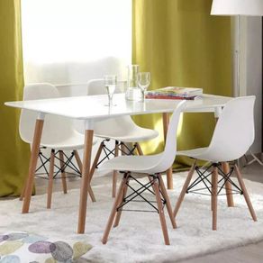 Nordic Rectangle Dining Table & 4 Chairs - Stylish & Compact