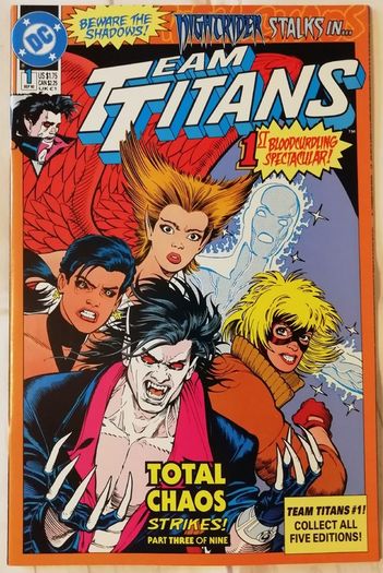 DC Comics - Total Chaos - Parts 1-9 Including All 5 #1 Team Titans Members, Deathstroke The Terminator and New Titans  Issues (1992)