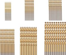60PCS HSS Shank Twist Drill Bit Set Titanium Coated 1/1.5/2/2.5/3/3.5mm High Speed Steel Twist Drill Bits Tools for Wood Plastic and Aluminum (FREE POSTAGE)