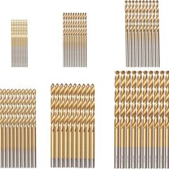 60PCS HSS Shank Twist Drill Bit Set Titanium Coated 1/1.5/2/2.5/3/3.5mm High Speed Steel Twist Drill Bits Tools for Wood Plastic and Aluminum (FREE POSTAGE)