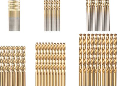60PCS HSS Shank Twist Drill Bit Set Titanium Coated 1/1.5/2/2.5/3/3.5mm High Speed Steel Twist Drill Bits Tools for Wood Plastic and Aluminum (FREE POSTAGE)