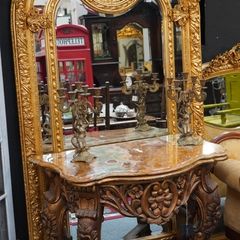 Antique Marble-Topped Console Table