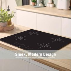 Induction Hob 60cm,4 Zone Electric Cooktop,7000W Built-In Hob, Touch Control, Booster, Timer, Child Lock, Auto Shut-Off, Black Glass