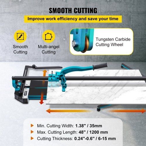 47 Inch Tile Cutter Single Rail Double Brackets Manual Tile Cutter 3/5 in Cap with Precise Laser Manual Tile Cutter Tools for Precision Cutting